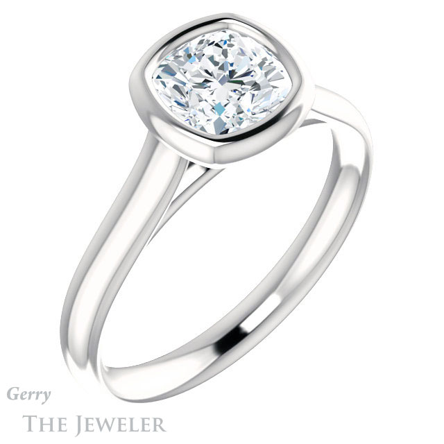Cushion Cut Forever One Moissanite Engagement Ring #GTJ1170-cushion-fo-w 4 Cushion Cut Forever One Moissanite Engagement Ring #GTJ1170-cushion-fo-w