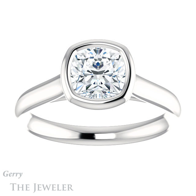 Cushion Cut Forever One Moissanite Engagement Ring #GTJ1170-cushion-fo-w 1 Cushion Cut Forever One Moissanite Engagement Ring #GTJ1170-cushion-fo-w