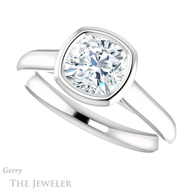 Cushion Cut Forever One Moissanite Engagement Ring #GTJ1170-cushion-fo-w 5 Cushion Cut Forever One Moissanite Engagement Ring #GTJ1170-cushion-fo-w