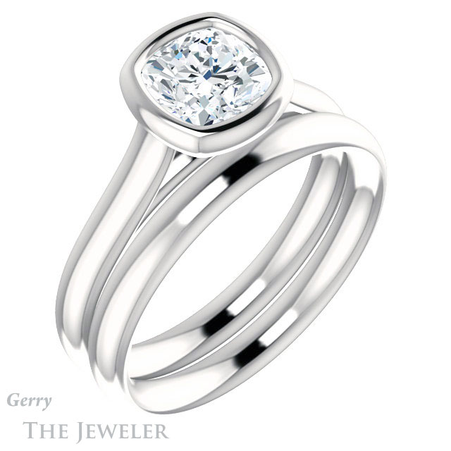 Cushion Cut Forever One Moissanite Engagement Ring #GTJ1170-cushion-fo-w 6 Cushion Cut Forever One Moissanite Engagement Ring #GTJ1170-cushion-fo-w