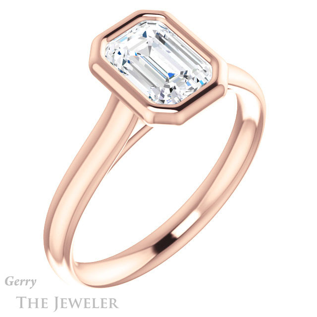 Emerald Cut Forever One Moissanite Engagement Ring #GTJ1170-emerald-fb-r 4 Emerald Cut Forever Brilliant Moissanite Engagement Ring #GTJ1170-emerald-fb-r