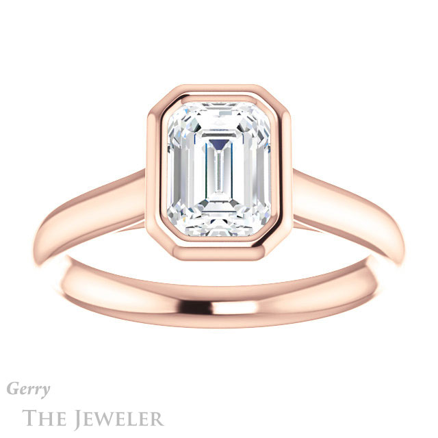 Emerald Cut Forever One Moissanite Engagement Ring #GTJ1170-emerald-fb-r 1 Emerald Cut Forever Brilliant Moissanite Engagement Ring #GTJ1170-emerald-fb-r