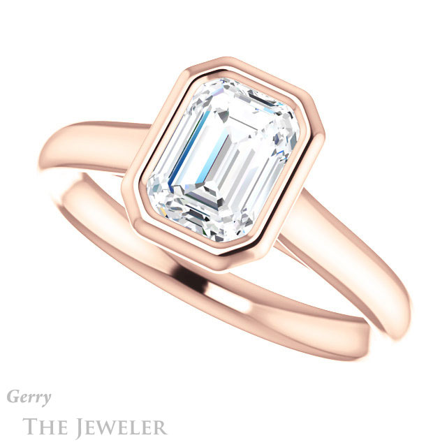 Emerald Cut Forever One Moissanite Engagement Ring #GTJ1170-emerald-fb-r 5 Emerald Cut Forever Brilliant Moissanite Engagement Ring #GTJ1170-emerald-fb-r