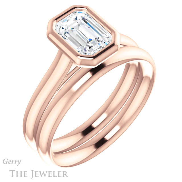 Emerald Cut Forever One Moissanite Engagement Ring #GTJ1170-emerald-fb-r 6 Emerald Cut Forever Brilliant Moissanite Engagement Ring #GTJ1170-emerald-fb-r