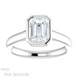 Emerald Cut Forever One Moissanite Engagement Ring #GTJ1170-emerald-fb-w 1 Emerald Cut Forever Brilliant Moissanite Engagement Ring #GTJ1170-emerald-fb-w