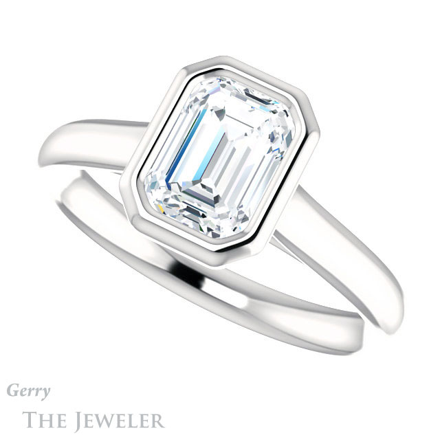 Emerald Cut Forever One Moissanite Engagement Ring #GTJ1170-emerald-fb-w 5 Emerald Cut Forever Brilliant Moissanite Engagement Ring #GTJ1170-emerald-fb-w
