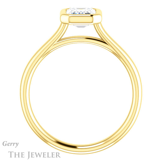 Emerald Cut Forever One Moissanite Engagement Ring #GTJ1170-emerald-fb-y 2 Emerald Cut Forever Brilliant Moissanite Engagement Ring #GTJ1170-emerald-fb-y