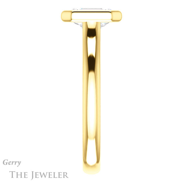 Emerald Cut Forever One Moissanite Engagement Ring #GTJ1170-emerald-fb-y 3 Emerald Cut Forever Brilliant Moissanite Engagement Ring #GTJ1170-emerald-fb-y