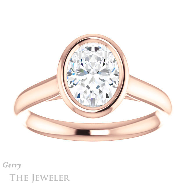 Oval Shaped Forever One Moissanite Engagement Ring #GTJ1170-oval-fo-r