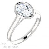 Oval Shaped Forever One Moissanite Engagement Ring #GTJ1170-oval-fo-w 4 Oval Shaped Forever One Moissanite Engagement Ring #GTJ1170-oval-fo-w