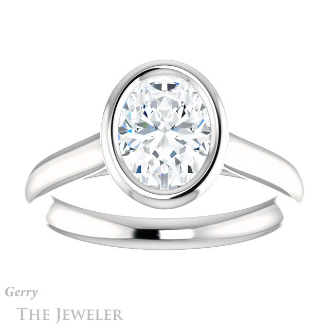 Oval Shaped Forever One Moissanite Engagement Ring #GTJ1170-oval-fo-w 1 Oval Shaped Forever One Moissanite Engagement Ring #GTJ1170-oval-fo-w