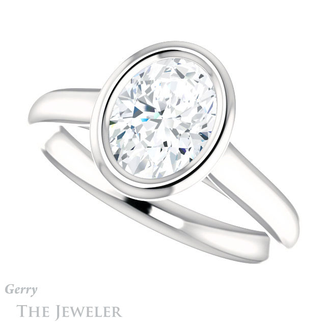 Oval Shaped Forever One Moissanite Engagement Ring #GTJ1170-oval-fo-w 5 Oval Shaped Forever One Moissanite Engagement Ring #GTJ1170-oval-fo-w
