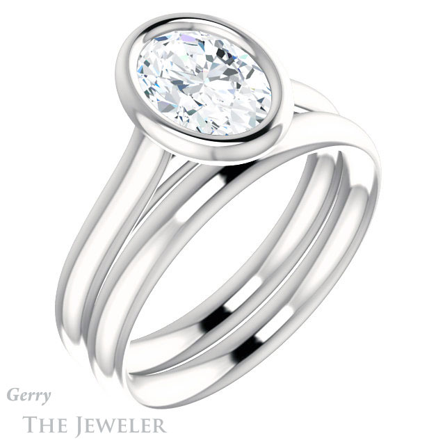 Oval Shaped Forever One Moissanite Engagement Ring #GTJ1170-oval-fo-w 6 Oval Shaped Forever One Moissanite Engagement Ring #GTJ1170-oval-fo-w