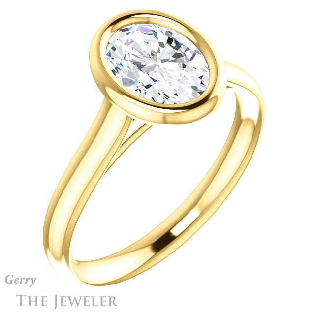 Oval Shaped Forever One Moissanite Engagement Ring #GTJ1170-oval-fo-y