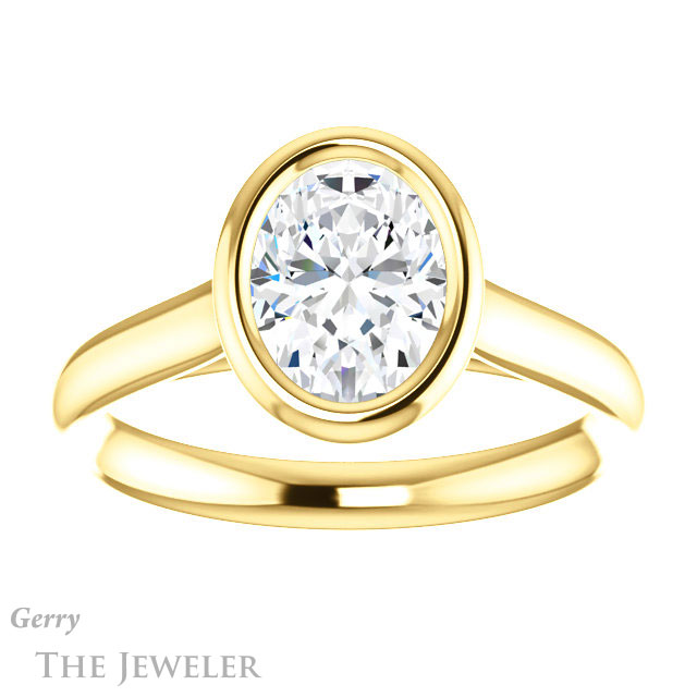Oval Shaped Forever One Moissanite Engagement Ring #GTJ1170-oval-fo-y