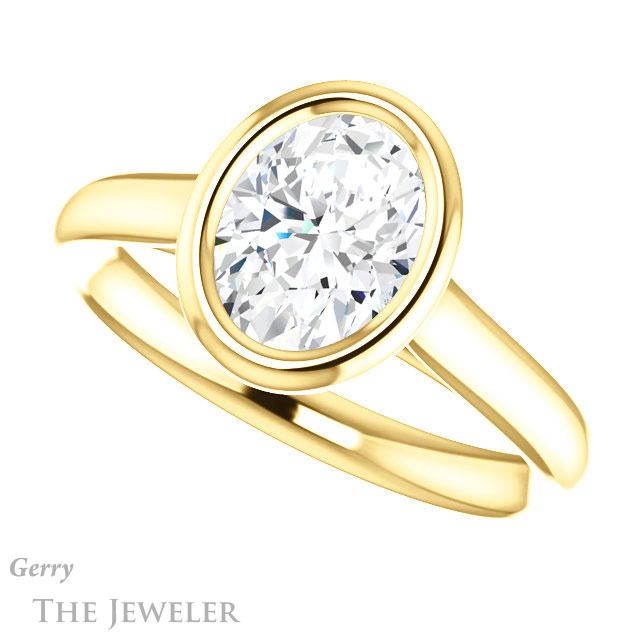Oval Shaped Forever One Moissanite Engagement Ring #GTJ1170-oval-fo-y