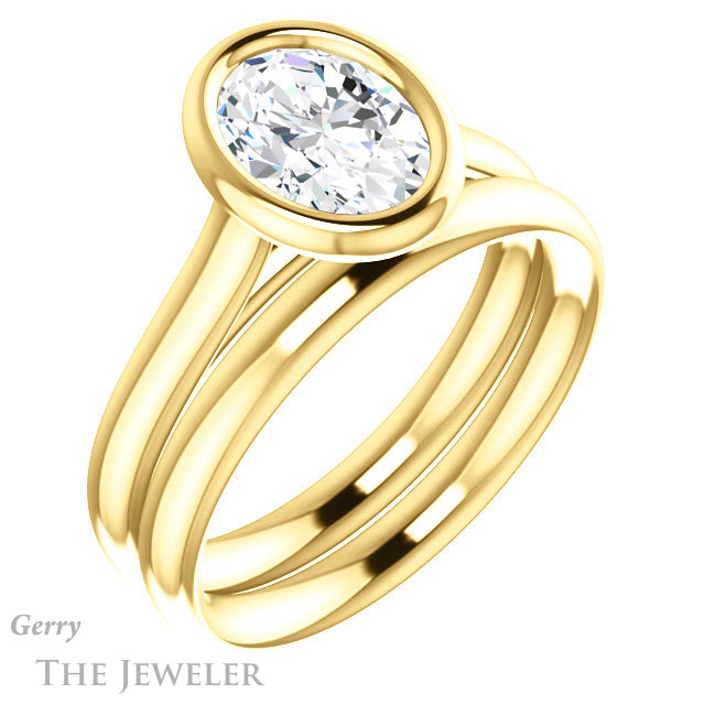 Oval Shaped Forever One Moissanite Engagement Ring #GTJ1170-oval-fo-y
