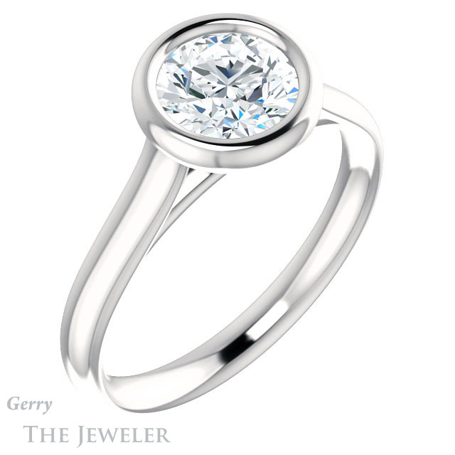 Round Cut Forever One Moissanite Engagement Ring #GTJ1170-round-fo-w 4 Round Cut Forever One Moissanite Engagement Ring #GTJ1170-round-fo-w