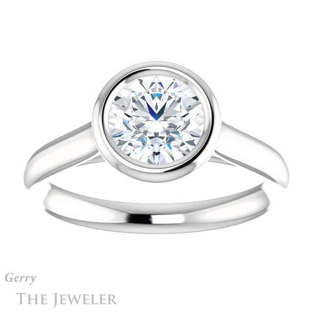 Round Cut Forever One Moissanite Engagement Ring #GTJ1170-round-fo-w 1 Round Cut Forever One Moissanite Engagement Ring #GTJ1170-round-fo-w