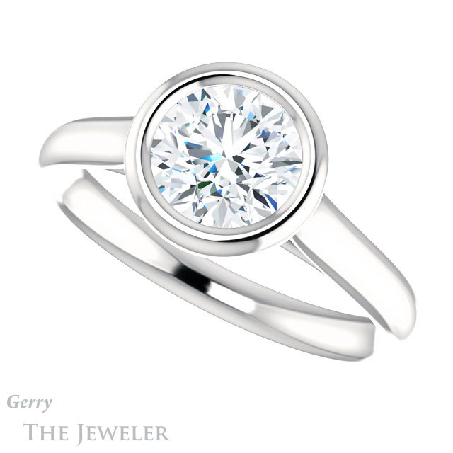 Round Cut Forever One Moissanite Engagement Ring #GTJ1170-round-fo-w 5 Round Cut Forever One Moissanite Engagement Ring #GTJ1170-round-fo-w