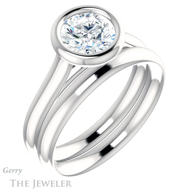Round Cut Forever One Moissanite Engagement Ring #GTJ1170-round-fo-w 6 Round Cut Forever One Moissanite Engagement Ring #GTJ1170-round-fo-w