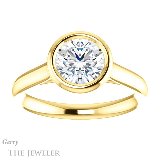 Round Cut Forever One Moissanite Engagement Ring #GTJ1170-round-fo-y