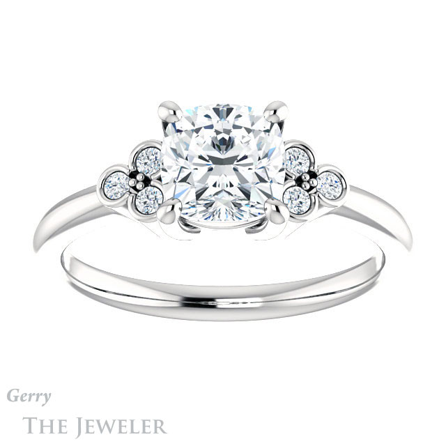 Cushion Cut Forever One Moissanite Engagement Ring #GTJ1172-cushion-fo-w 1 Cushion Cut Forever One Moissanite Engagement Ring #GTJ1172-cushion-fo-w