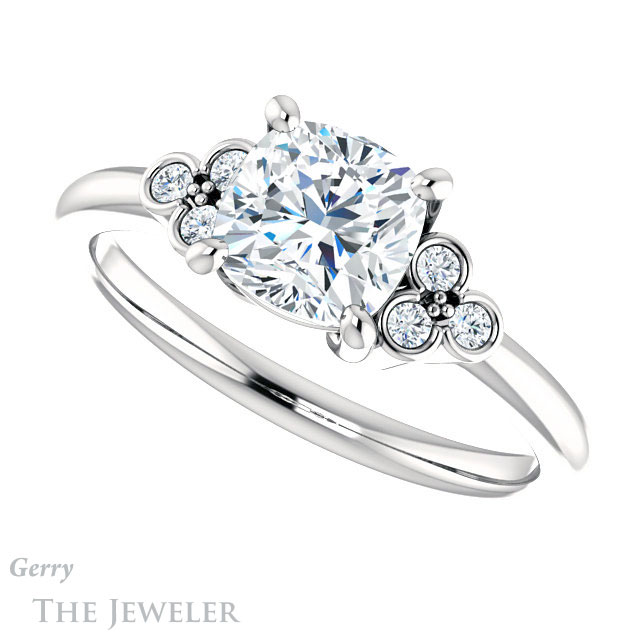 Cushion Cut Forever One Moissanite Engagement Ring #GTJ1172-cushion-fo-w 5 Cushion Cut Forever One Moissanite Engagement Ring #GTJ1172-cushion-fo-w