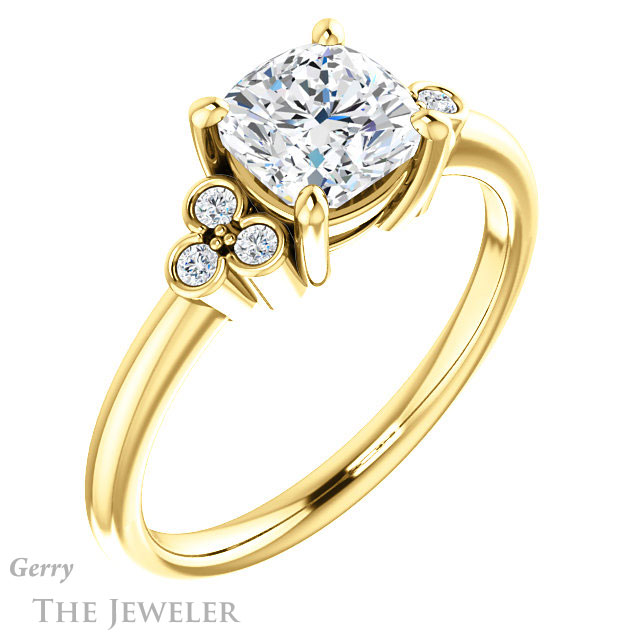 Cushion Cut Forever One Moissanite Engagement Ring #GTJ1172-cushion-fo-y 4 Cushion Cut Forever One Moissanite Engagement Ring #GTJ1172-cushion-fo-y