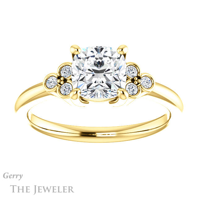 Cushion Cut Forever One Moissanite Engagement Ring #GTJ1172-cushion-fo-y