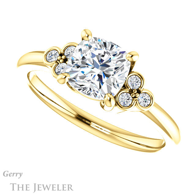 Cushion Cut Forever One Moissanite Engagement Ring #GTJ1172-cushion-fo-y 5 Cushion Cut Forever One Moissanite Engagement Ring #GTJ1172-cushion-fo-y
