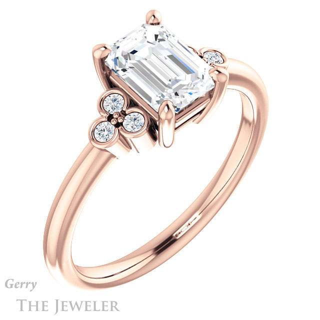 Emerald Cut Forever One Moissanite Engagement Ring #GTJ1172-emerald-fb-r 4 Emerald Cut Forever Brilliant Moissanite Engagement Ring #GTJ1172-emerald-fb-r