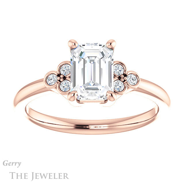 Emerald Cut Forever One Moissanite Engagement Ring #GTJ1172-emerald-fb-r 1 Emerald Cut Forever Brilliant Moissanite Engagement Ring #GTJ1172-emerald-fb-r