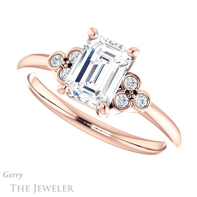 Emerald Cut Forever One Moissanite Engagement Ring #GTJ1172-emerald-fb-r 5 Emerald Cut Forever Brilliant Moissanite Engagement Ring #GTJ1172-emerald-fb-r