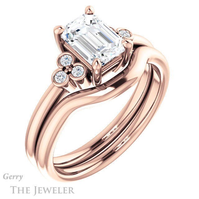 Emerald Cut Forever One Moissanite Engagement Ring #GTJ1172-emerald-fb-r 6 Emerald Cut Forever Brilliant Moissanite Engagement Ring #GTJ1172-emerald-fb-r
