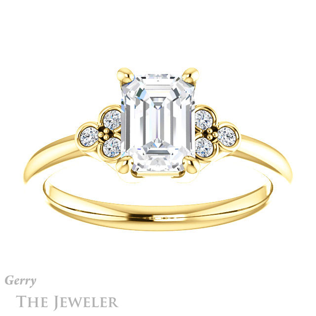 Emerald Cut Forever Brilliant Moissanite Engagement Ring #GTJ1172-emerald-fb-y