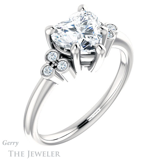 Heart Shaped Forever One Moissanite Engagement Ring #GTJ1172-heart-fb-w 4 Heart Shaped Forever Brilliant Moissanite Engagement Ring #GTJ1172-heart-fb-w