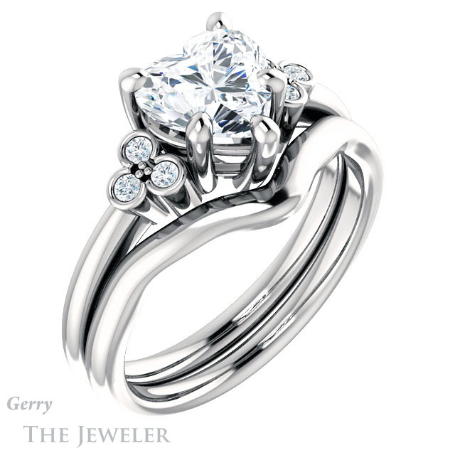 Heart Shaped Forever One Moissanite Engagement Ring #GTJ1172-heart-fb-w 6 Heart Shaped Forever Brilliant Moissanite Engagement Ring #GTJ1172-heart-fb-w