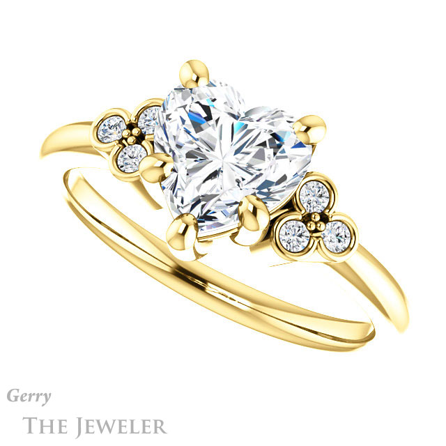 Heart Shaped Forever One Moissanite Engagement Ring #GTJ1172-heart-fb-y 5 Heart Shaped Forever Brilliant Moissanite Engagement Ring #GTJ1172-heart-fb-y