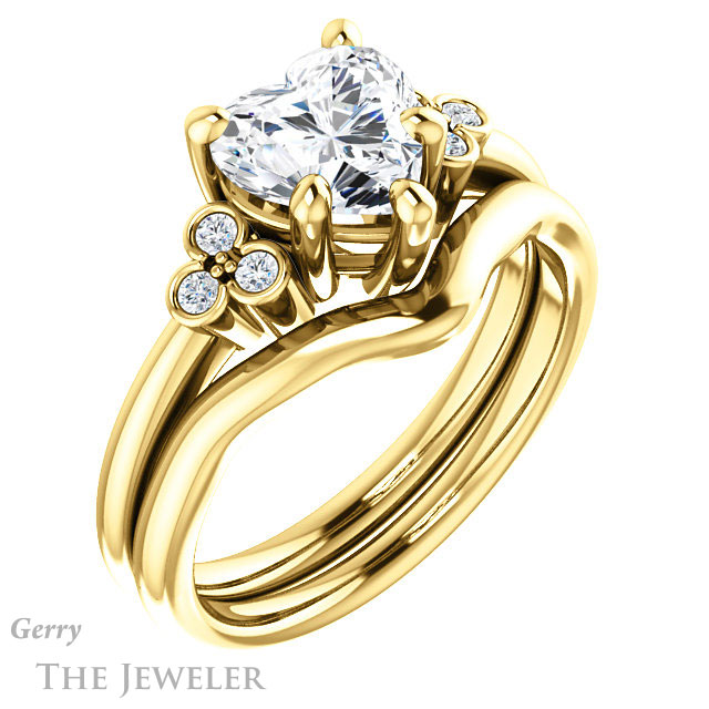 Heart Shaped Forever One Moissanite Engagement Ring #GTJ1172-heart-fb-y 6 Heart Shaped Forever Brilliant Moissanite Engagement Ring #GTJ1172-heart-fb-y