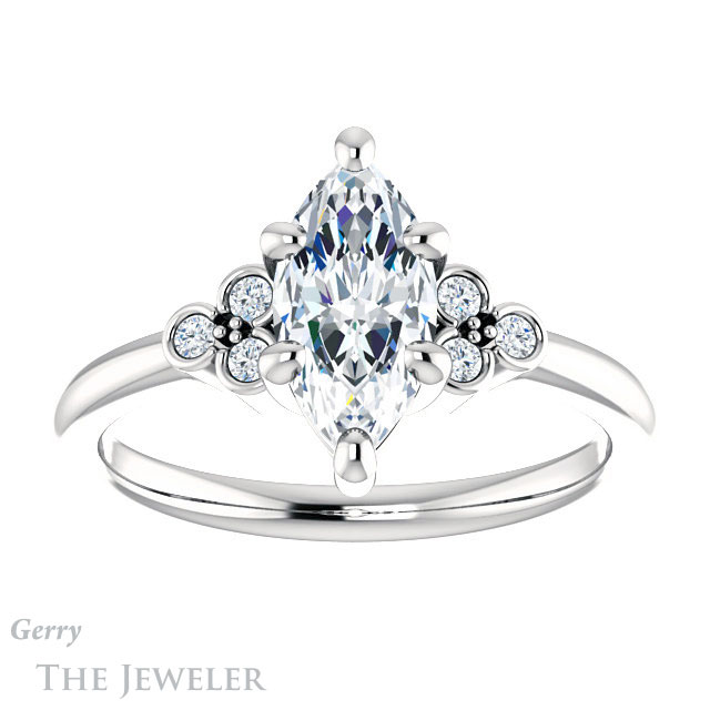 Marquise Cut Forever Brilliant Moissanite Engagement Ring #GTJ1172-marquise-fb-w