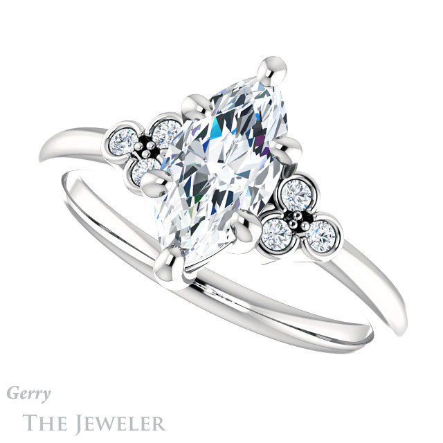 Marquise Cut Forever One Moissanite Engagement Ring #GTJ1172-marquise-fb-w 5 Marquise Cut Forever Brilliant Moissanite Engagement Ring #GTJ1172-marquise-fb-w