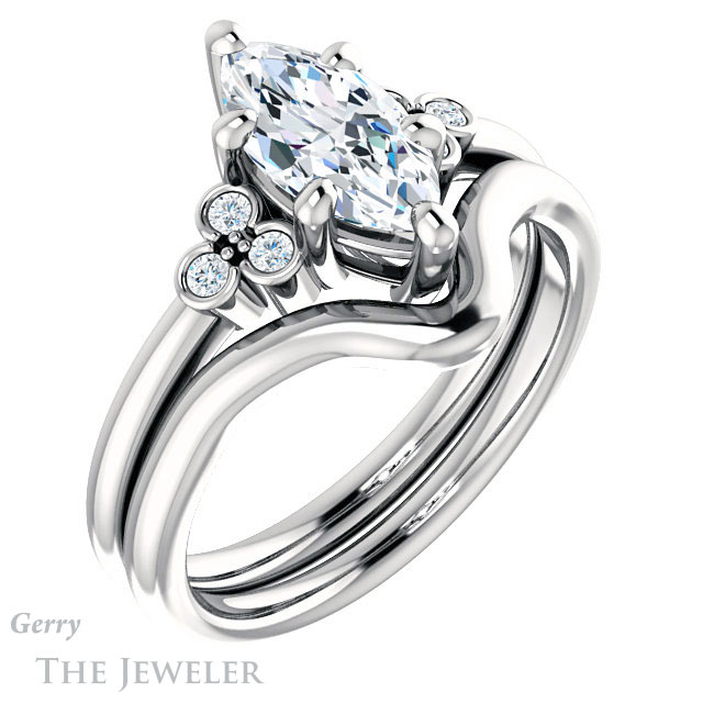 Marquise Cut Forever One Moissanite Engagement Ring #GTJ1172-marquise-fb-w 6 Marquise Cut Forever Brilliant Moissanite Engagement Ring #GTJ1172-marquise-fb-w