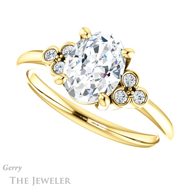Oval Shaped Forever One Moissanite Engagement Ring #GTJ1172-oval-fo-y