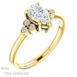 Pear Shaped Forever One Moissanite Engagement Ring #GTJ1172-pear-fb-y 4 Pear Shaped Forever Brilliant Moissanite Engagement Ring #GTJ1172-pear-fb-y