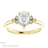 Pear Shaped Forever One Moissanite Engagement Ring #GTJ1172-pear-fb-y 1 Pear Shaped Forever Brilliant Moissanite Engagement Ring #GTJ1172-pear-fb-y