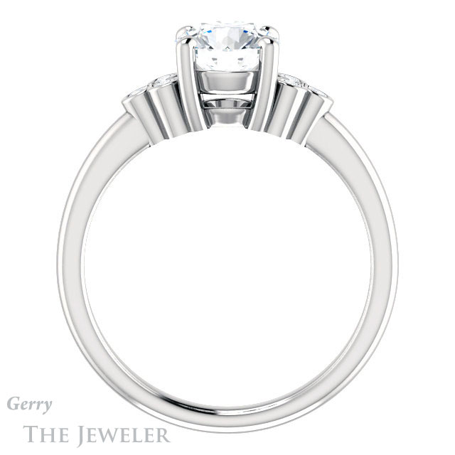 Round Cut Forever One Moissanite Engagement Ring #GTJ1172-round-fo-w