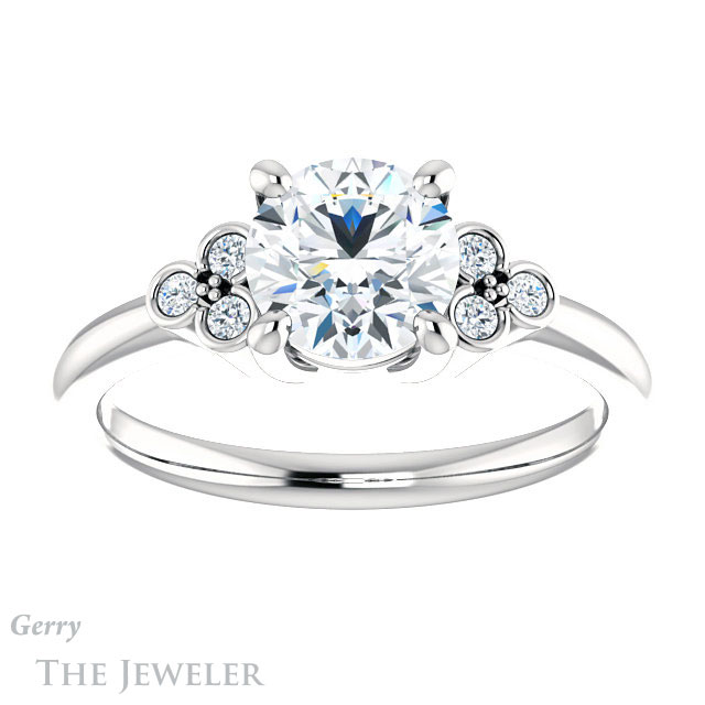 Round Cut Forever One Moissanite Engagement Ring #GTJ1172-round-fo-w