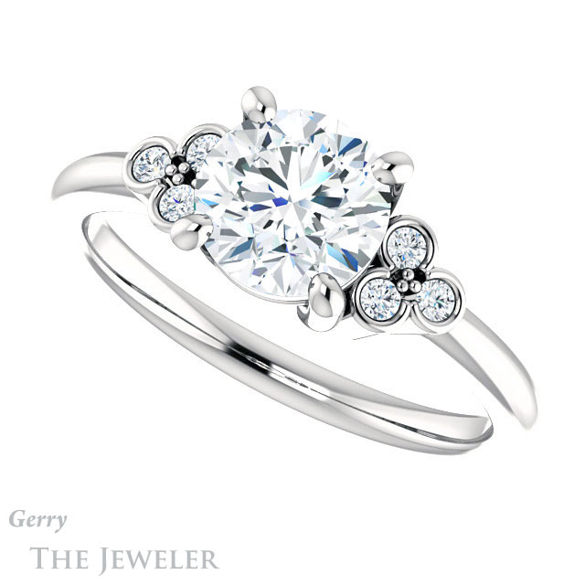 Round Cut Forever One Moissanite Engagement Ring #GTJ1172-round-fo-w 5 Round Cut Forever One Moissanite Engagement Ring #GTJ1172-round-fo-w