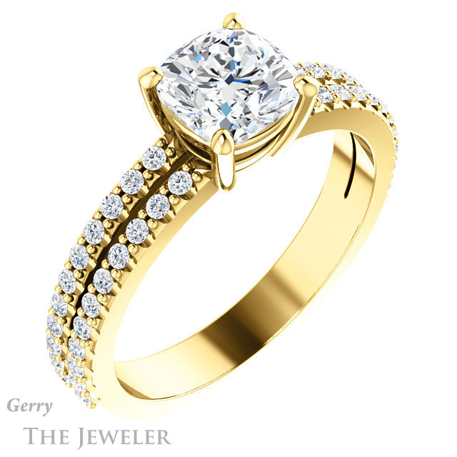 Cushion Cut Forever One Moissanite Engagement Ring #GTJ1173-cushion-fo-y 4 Cushion Cut Forever One Moissanite Engagement Ring #GTJ1173-cushion-fo-y